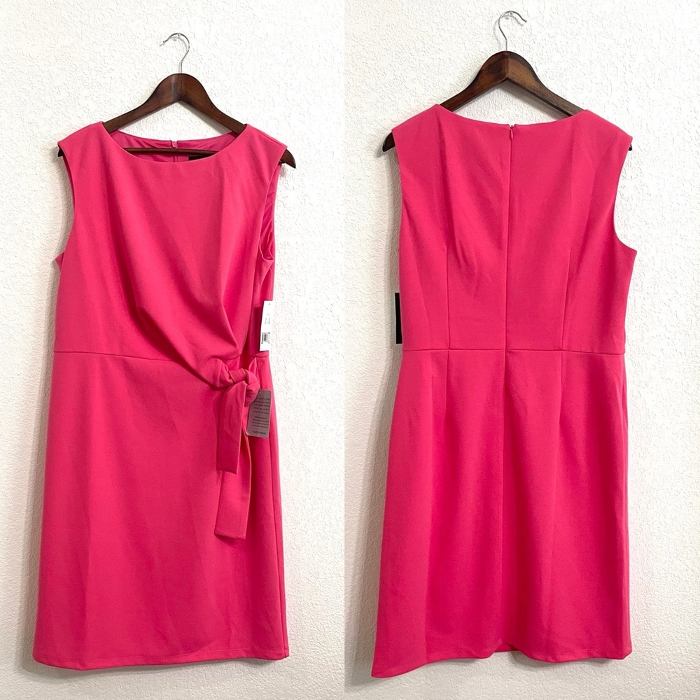 NWT Donna Morgan Womens Dress Pink Sheath Sleeveless Tie Waist Size 14